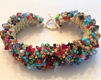 Seed Bead Bracelet/Sterling Silver Clasp