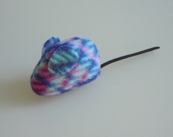 Catnip Mouse Cat Toy in Blue Aqua and Pink Plaid