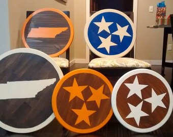 22 in. stainded and painted wood round.