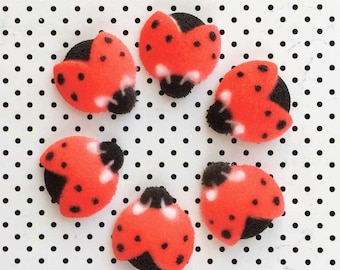Ladybug Sugar Decorations (24), Bug Cupcake Toppers, Ladybug Cake Toppers, Ladybug Party Decor, Ladybug Baby Shower, Garden Party
