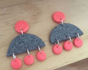 Handmade statement dangle earrings // gifts for her // “Granite peach"