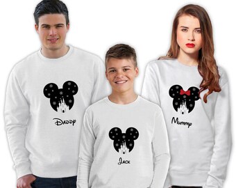 10% Off Christmas Jumpers | Disney Castle Family Christmas Sweatshirt | Women's/Men’s/Unisex/Kid’s Jumper | White, Blue, Red, Green