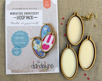 3 pack of 3.4 x 6. cm Oval embroidery hoops, vertical Dandelyne hoops. Multi buy bundle