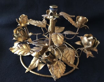Vintage Italian Tole Ware Stand For Bowl or Plate - Golden