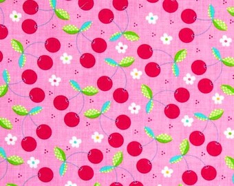 1 Yard TUTTI c8886 Pink Lime CHERRIES Fruit Kitchen Food Cherry Timeless Treasures Quilting Sewing Fabric