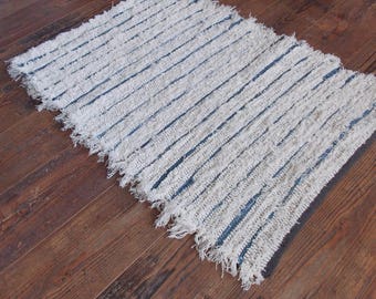 Denim and off-white rug