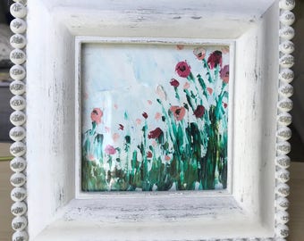 Flowers, Oil Painting on Paper, 4x4