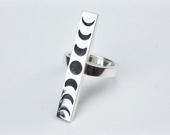 Moon Phase Ring - sterling silver moon ring - moon ring - crescent moon ring - silver statement ring - triple goddess ring - moon jewelry