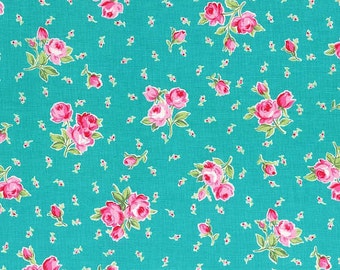 Lecien Flower Sugar Posies Aqua (Half metre)