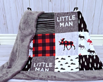 Buffalo Plaid Minky Baby Blanket - Buffalo Plaid Blanket Faux Quilt - Little Man Blanket - Lumberjack - Buffalo Check Baby Blanket Toddler