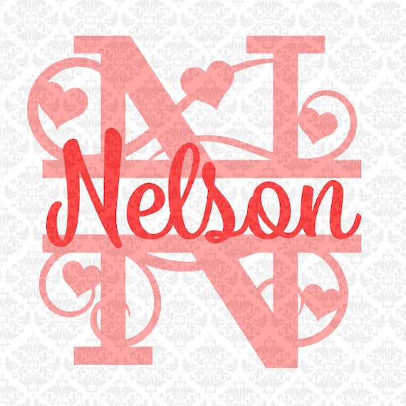 Download Heart Swirly Fancy Valentines Split Alphabet Monogram SVG Ai