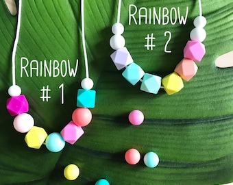 Rainbow | Silicone Necklace | Kids Jewellery | Sensory | Washable | BPA Free | Non Toxic | Beaded