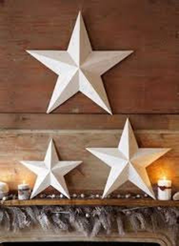 Set of 3 Large Metal Tin Barn Star Wall Decor 24
