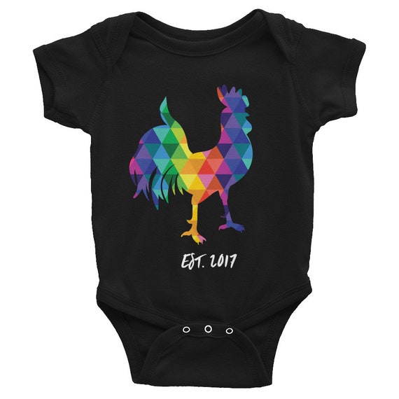 CUSTOM Infant Bodysuit Colorful Onesie Rainbow Rooster Cute Baby Snapsuit Funny One-piece Gifts for Baby Shower Gifts