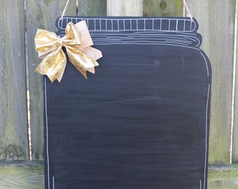 Mason Jar Chalkboard Wooden Door Hanger
