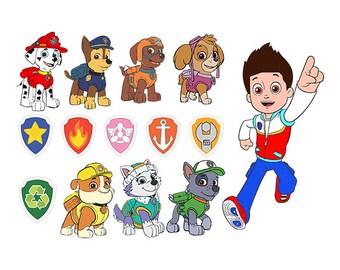Paw Patrol Svg, Paw Patrol Cut files, Paw patrol Dxf, Eps & Png Cutfiles, Marshall SVG, Chase, Paw Patrol Clipart, Paw Patrol Scrapbook.