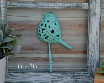 Shabby Chic Cast Iron Wall Hook BIRD Decor, Key Hanger,Nursery Decor, Kitchen Decor