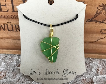 Wire wrapped beach glass