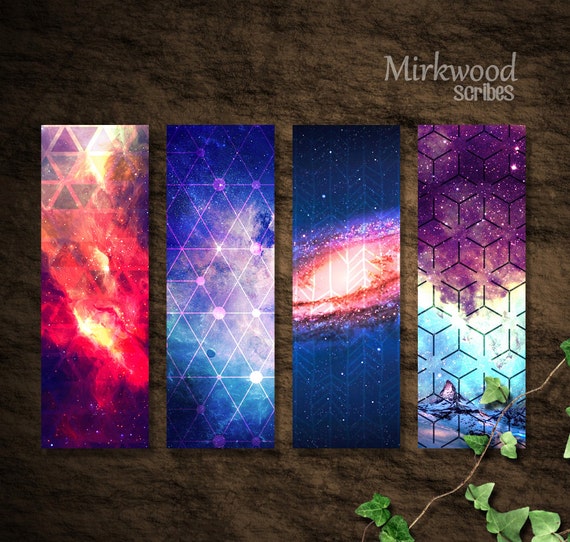 printable galaxy bookmarks set of 4 galaxy and geometric