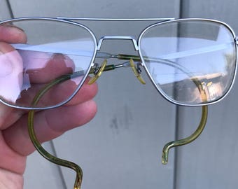 Vintage 60's American Optical AO Silver Aviator Sunglasses Eyeglasses 6 1/2