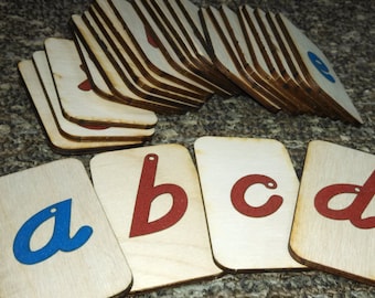 Mini LOWERCASE ITALIC Sandpaper Letters on birch wood
