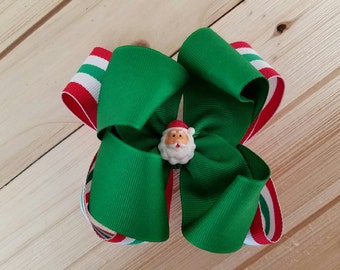STORE CLOSING, SanTa Boutique, Layered Hair Bow, Christmas, Stripes
