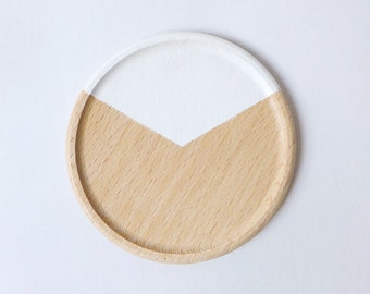 Wooden coasters painted geometric designs