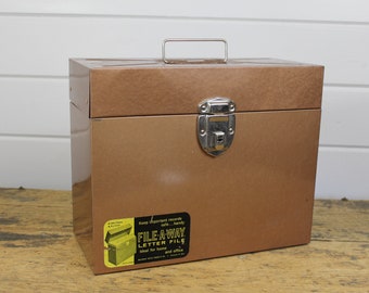 Vintage Industrial Brown Metal File Box, Excelsior, Two Tone Brown Storage, Metal Box File Box Storage Container, Vintage Office Decor, File