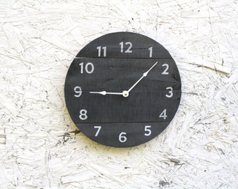 Gray clock. Wood Clock. Round Clock. Gray and white. Cottage Chic Shabby Chic Gift idea...distressed...Coastal Decor