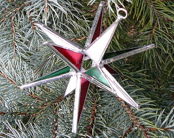 Tri-color Stained Glass Moravian Star - Opaque White