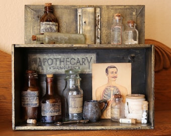The Apothecary Box - Found Object Assemblage