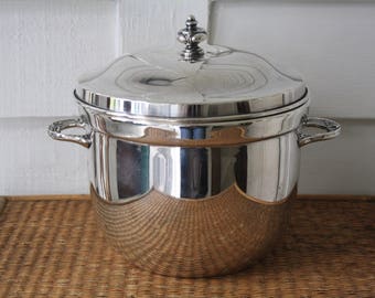 silver ice bucket, vintage silver ice bucket, Poole silver ice bucket, Champagne bucket