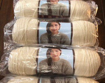 Lion Brand Fishermen's Wool Yarn 4 Skeins Natural!