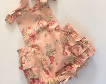 Pink Bloomers, Baby Girl Romper, Vintage Style Rompers