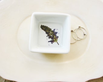 Purple Flower Dish, Jewelry Organizer, Jewelry Storage, Ring Dish with Flowers, Minimalist Ring Holder, Flower Bowl, Nature Lover Gift