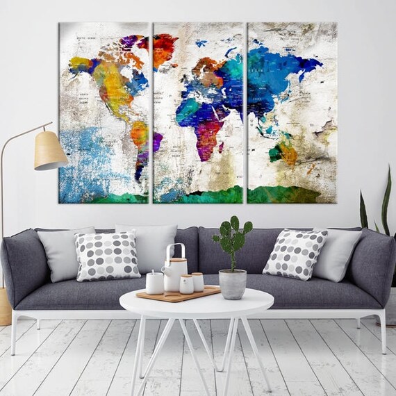 Large Wall Art Push Pin World Map Push Pin World Map Wall