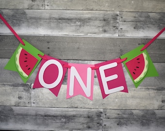 Watermelon High Chair Banner, Watermelon Banner, Watermelon Birthday Party, Watermelon First Birthday, One in a Melon Party, Melon Banner