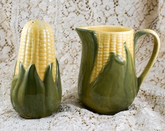 Vintage Shawnee Pottery Corn Syrup Milk Pitcher and Muffineer
