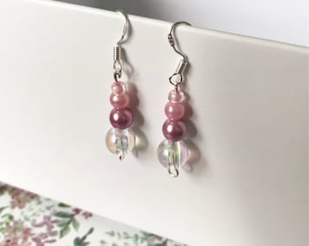 Beautiful pink bead earrings