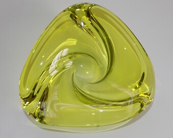 Vintage Val St Lambert Yellow Glass Bowl