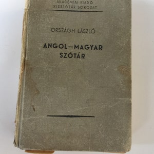 Distressed Antique Book - Vintage Hungarian-English Dictionary - No cover books - Farmhouse - Neutral Decor - Angol-Magyar Szótàr