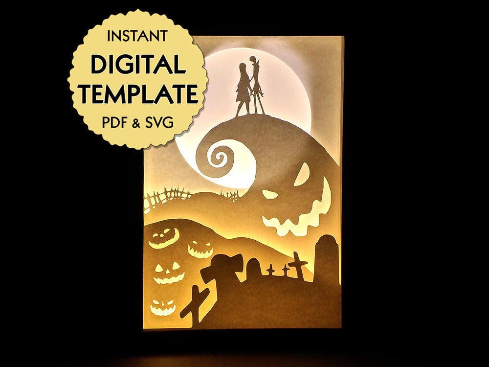 Template Nightmare Before Christmas Paper Cut File Silhouette