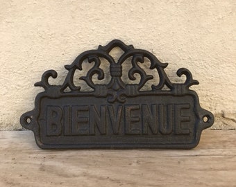 Metal Shabby Home Vintage Door Sign Plaque cast iron french welcome 27031815