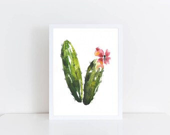 Original Watercolor Cactus Painting, Cactus Plant gift, Watercolor Succulent painting, Cactus Home Decor, Christmas gift, Succulent Gift