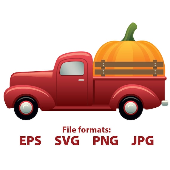 Pumpkin Truck Clipart Digital Vector SVG png jpg Vector