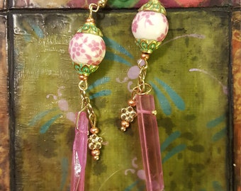 Pink crystal shard earrings