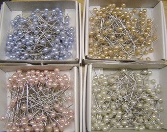 Pearl Pins SHARP Craft Pins - White, Blush Pink, Ice Blue or Beige