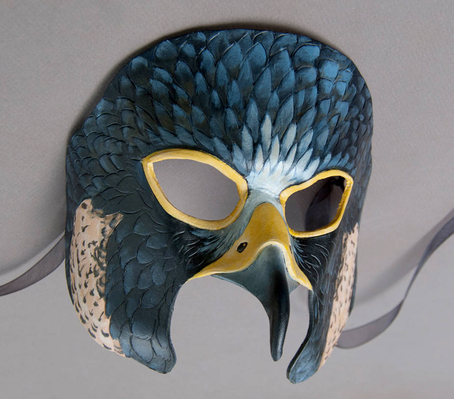 Peregrine Falcon Leather Mask Raptor Costume Bird Mask with