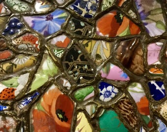 Memory Ware Plaque Vintage Mosaic Tile Chinese Wall Art Signed Bryan Soe Antique Shard Asian Art Tramp Art Primitive Handcrafted Chinese Art