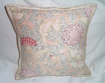 Antique 19th. C. William Morris Fabric Pillow Dupioni Silk Trim
